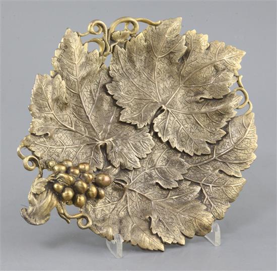 A 1970s Asprey & Co silver gilt vineous leaf dish, 24 oz.